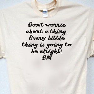 BOB MARLEY, DON'T WORRY ABOUT A THING COOL MENS IVORY TEE T-2012